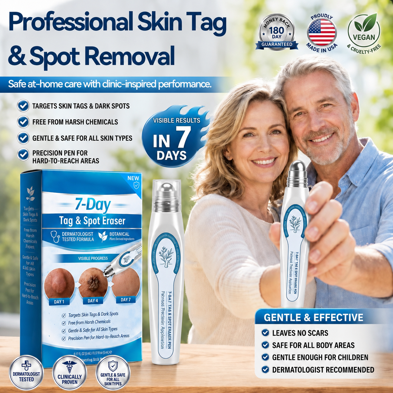 Official Store 🎉 Newly Upgraded 7-Day Tag & Spot Eraser Rollerball | Precision Care for Skin Tags, Dark Spots & Rough Bumps | Gentle Botanical Formula